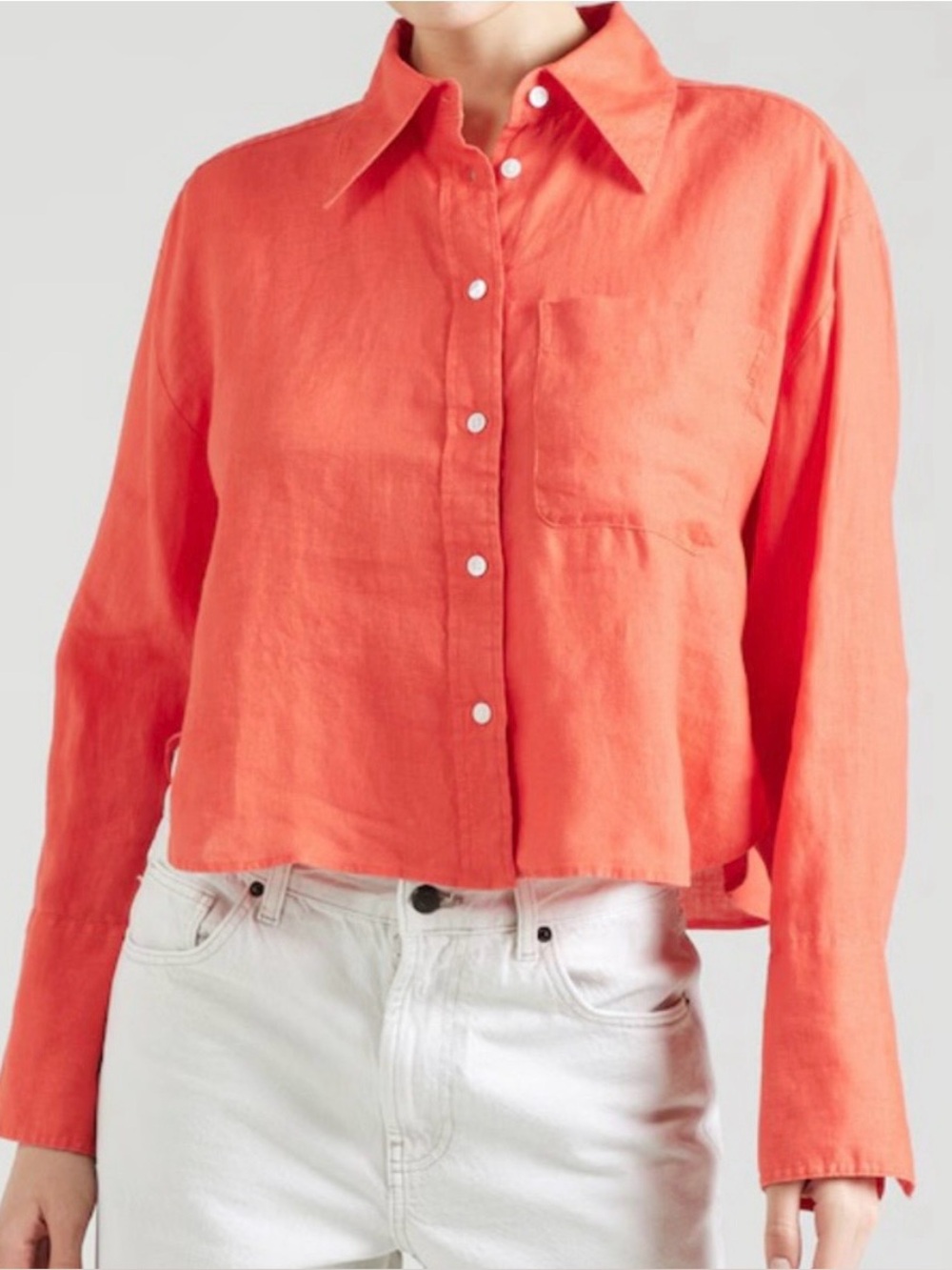 Banana Republic Coral Linen Skimmer Button Up Shirt Large